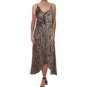 AQUA  Hi-Low Maxi Dress Copper/Black Knot-Front Hidden Back Zipper   size S